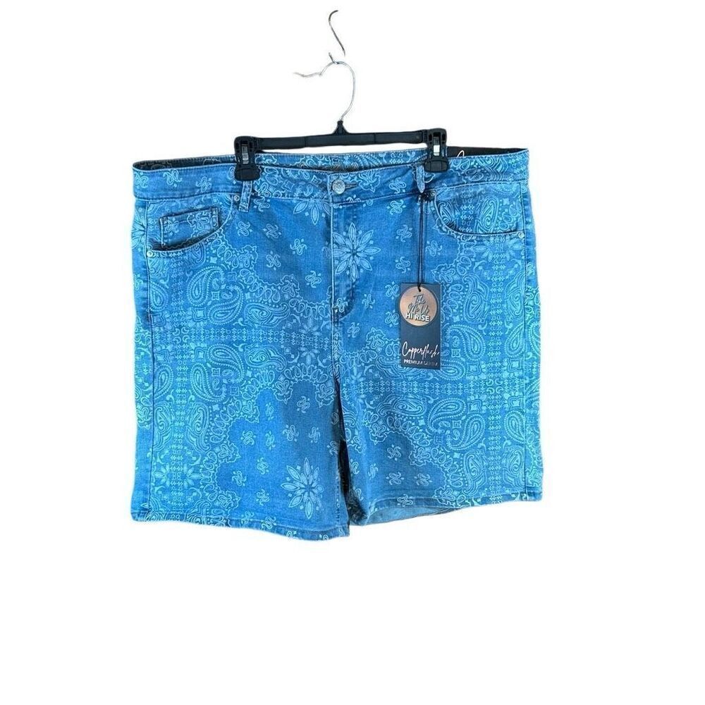High Rise Shorts 24W Bandana Print Denim Shorts NWT